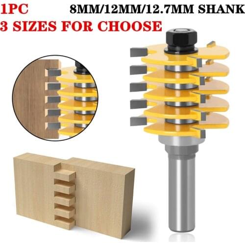 1pc Rail Reversible Finger Joint Glue Router Bit Tenon Woodwork Cutter Wood Power Router Cutter Tools - 8mm 12mm 12.7mm Shank