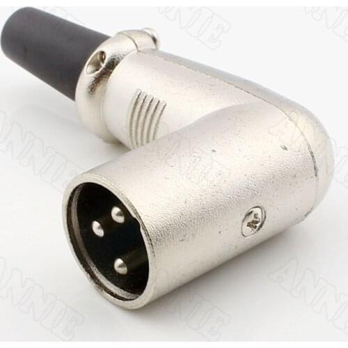 10pcs/lot XLR Male Curved Socket 3 Pin High Quality KTV Jack Easy Welding Right-Angle Microphone Connector