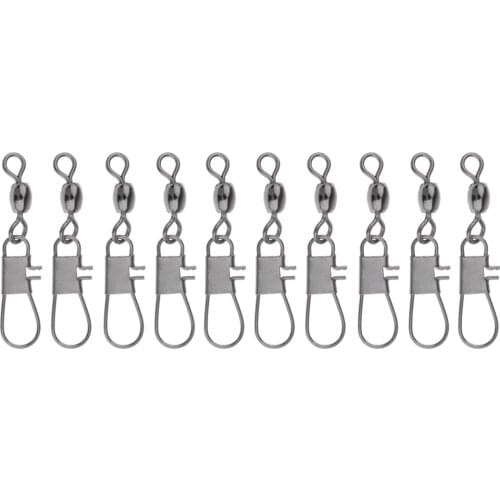 10pcs Fishing Rolling Swivel Snap Swivels Interlock Snap Ball Bearing Smooth ring with Super Strong Tension