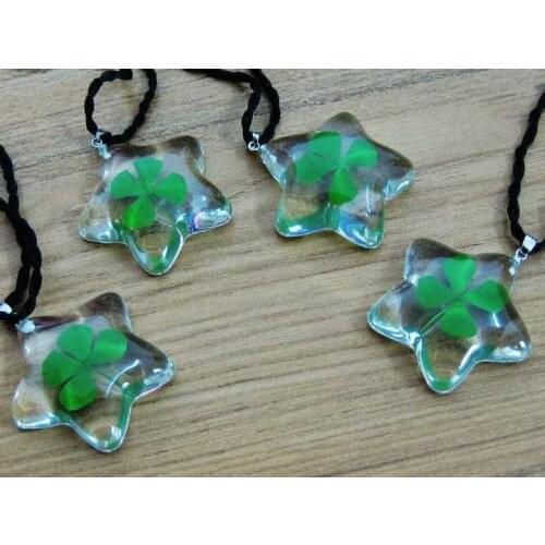 15 PCS Newest Exquisite Lucid Back Star Style Four Leaf Clover Romantic Pendant