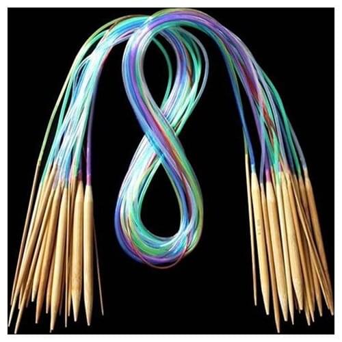 18 Sizes Tube Circular Carbonized Bamboo Knitting Needles Pins 40cm-120cm 18Pcs/set