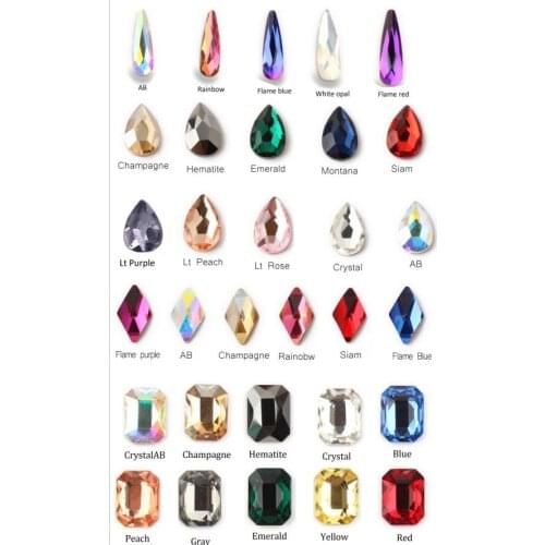 20 piece 10 colors rhinestone nail art size, 5-10 mm for 3D Nail Art Rhinestones Elongated Teardrop Glass Flame Colorful Stones
