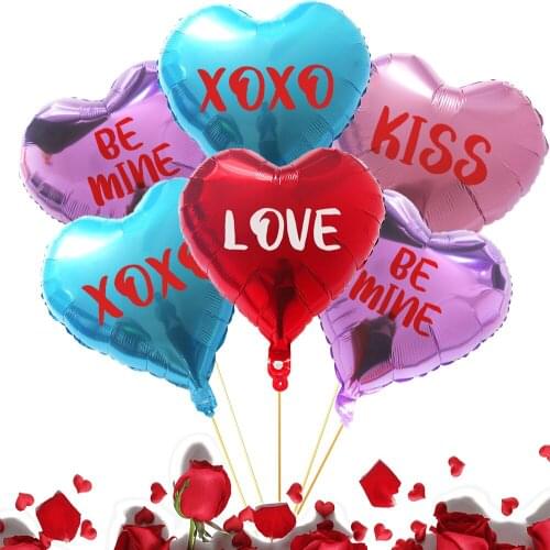 20Pcs Printed Heart Helium Foil Balloons for Romantic Valentine’s Day Party Decoration Engagement Bridal Shower Wedding Supplies