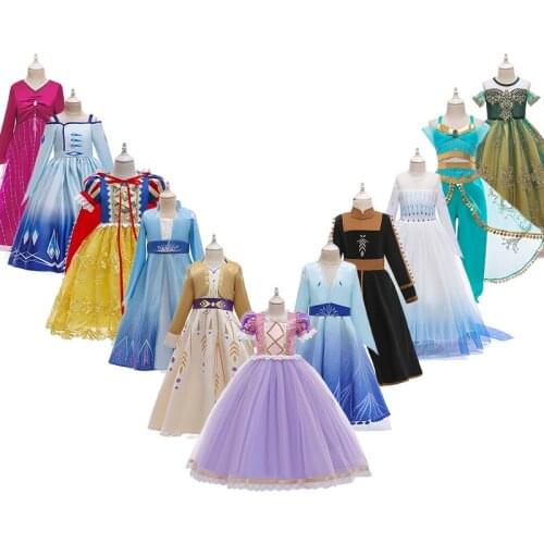 2021Baby Girl Wedding Dress Kids Cosplay Clothes Autumn Costume Children Halloween Dresses Christmas Party Clothing 3 to 12 Year