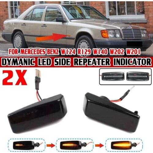 2X LED Dynamic Side Maker Repeater Lights Turn Signal Lamp for Mercedes Benz C E S SL CLASS W201 190 W202 W124 W140 R129