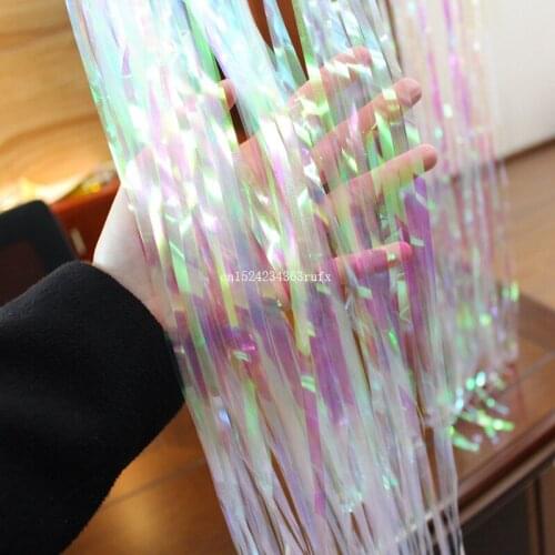 50PCS Foil Curtain Rainbow Fringe Party Tinsel Backdrop for Photography Room Wedding Birthday Showers Party Doorway