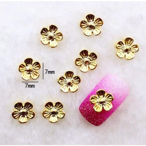 50pcs/pack Japan Korea Alloy Nail Art 3D Gold Cherry Blossoms Metal Accessories Decoration for Phototherapy Nail Sticker DIY