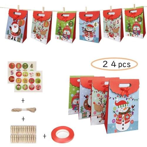 Advent Calendar for Filling Calendar Paper Bags Christmas Candy Bag Reusable Clothespins/Advent Calendar Bags
