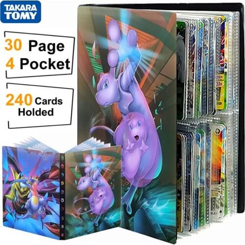 4 Pocket 240 Card Pokemon Album Livre Anime Pokémon Playing Game VMAX GX Cards Book Folder Collection Map Holder Binder Kids Toy