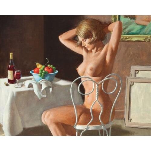 Free shipping wall decoration picture impression nude art fruit red wine sexy women oil painting canvas prints printed on canvas