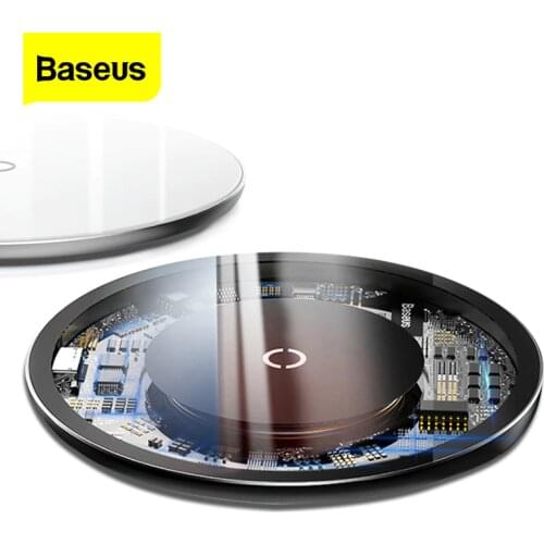 Baseus 10W Qi Wireless Charger For iPhone 11 Pro X XR Xs Max 8 Plus Glass Fast Wireless Charging Pad For Samsung S20 Xiaomi Mi 9