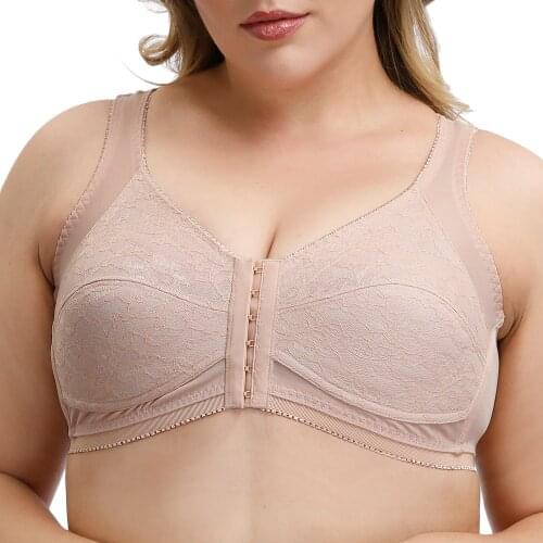 YBCG Racerback Women Bra Front Closure Wire Free Lace Bra Sexy Big Size Cup Bra For Women Fashion Underwear