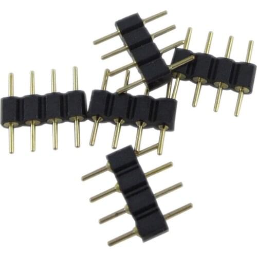 Black 10Pcs/Lot Double 4Pin Diy Small Part For Led Smd Rgb 5050 3528 S p Led 4Pin Rgb Connector 4 Pins Needle Male Type