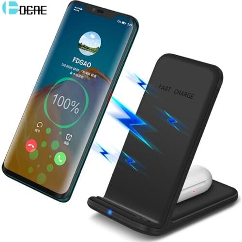 DCAE Qi 15W 2 in 1 Wireless Charging Induction Charger Stand for iPhone 12 11 XS XR X 8 Airpods Pro Samsung S20 S10 Dock Station