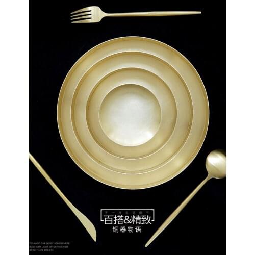 Really brass material round storage trays luxury round tray serving platter jewelry plate makeup tray FT049