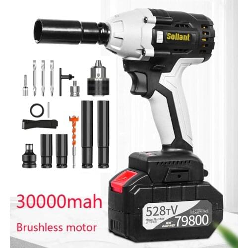 Sollant 30000mah Electric Impact Wrench Corded 1/2-Inch , 680N.m Max Torque, 3800rpm speed, Two-Direction Rocker Switch