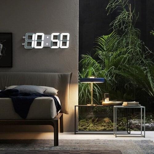 Electronic Digital Wall Clocks LED Luminous Night Light Wall Clocks 3d Led Silent Digital Clock Simple Modern Exquisite Decor