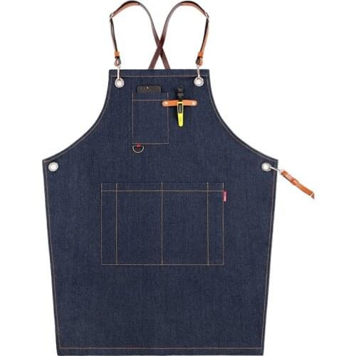 Apron cowboy Korean version of the custom logo black men and women overalls coffee shop teacher tea shop painting childrens pri