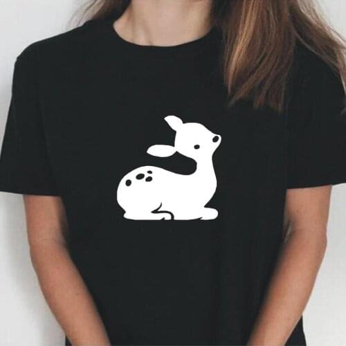 Harajuku Tee Shirt Femme Fashion Animal Baby Deer Print T Shirt Women Tops Summer Short Sleeve Casual Tshirt Camiseta Mujer