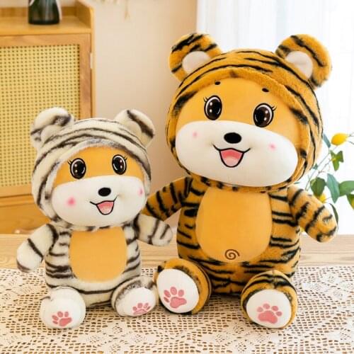40/50/60cm Hat Tiger Plush Toy 2022 New Year Mascot Doll Anime Pillow Hugs Stuffed Toys For Children Birthday Gift
