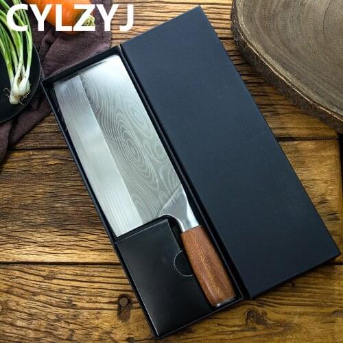 Chinese Kitchen Knife 4Cr13 High Carbon Cleaver Durable Chef Slicing Chopping Knife Ultra Sharp Blade Color Wood Handle Knives