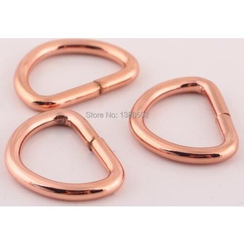 50pcs/lot D Ring Dee Ring Metal 20mm inner Rose Gold Color buckle For belt bag Garment Accessories