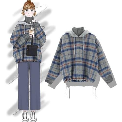 Korea Version Fake Two-piece Hoodie Womens Turtleneck Oversized Harajuku Clothing Cversized Jacker Winter Casual Sweatshirt New