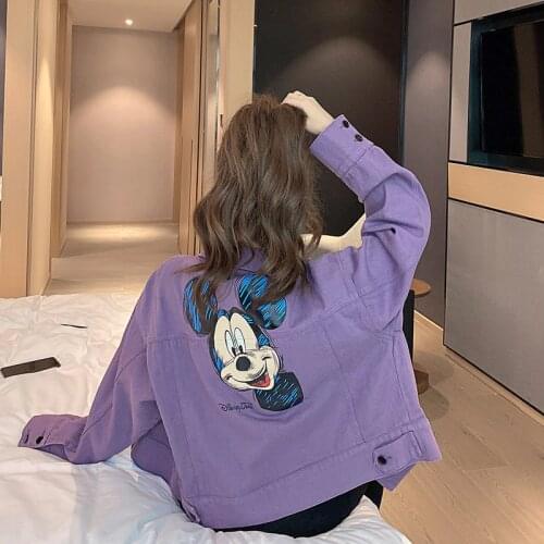 Disney Mickey Mouse Denim Jacket Women Fashion Coats Spring Autumn Loose Jeans Jacket Female Clothes Korean Style Women New Coat