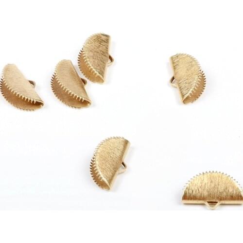 Brass Ribbon Crimps,Raw Brass Ribbon Clasp,Half Moon Crimp End,Cord End, Fasteners Clasp, Round Ribbon Claws,20mmx12mm-RB1029