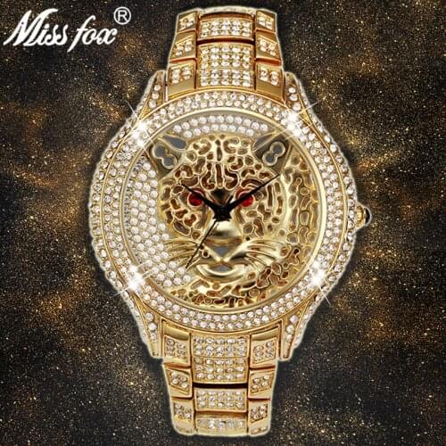 Missfox Mens Watch Top Brand Luxury Tiger Watch Men Quartz Luxury Casual Genuine 18k Gold Wrist Watch For Men 2019 Top Selling