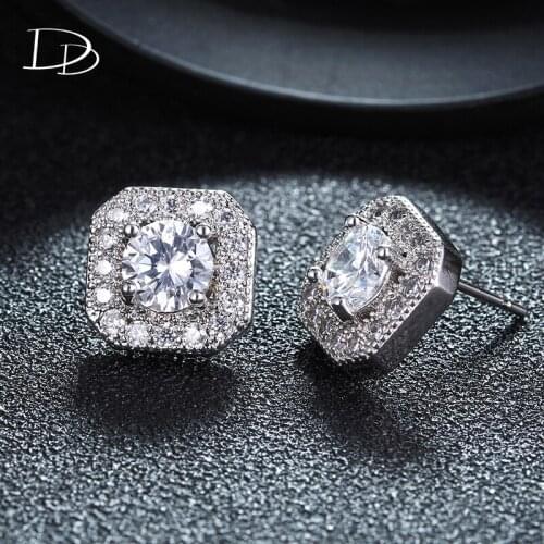 Fashion square design shine crystal earrings for women white 585 gold color jewelry vintage chic brinco de festa gifts DDe035