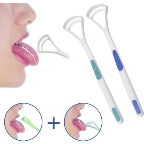 Fashion Tongue Cleaner Bad Breath New Hot Away Hand Scraper Brush Silica Handle Oral Hygiene Dental Care Cleaning #50g