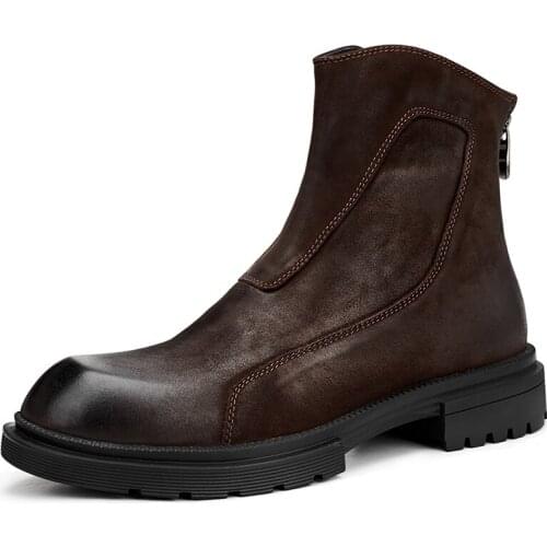 Combat boots mens Big Size Chelsea Boots Zipper Autumn Winter Free Shipping Big Size Chelsea Boots Cowhide Thick bottom