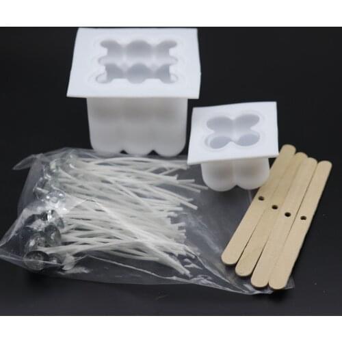 Square Cube Candle Mould Set Soy Wax Essential Oil Aromatherapy Candle DIY Cloud Shape Candle Material Wax 3D Silicone Mold