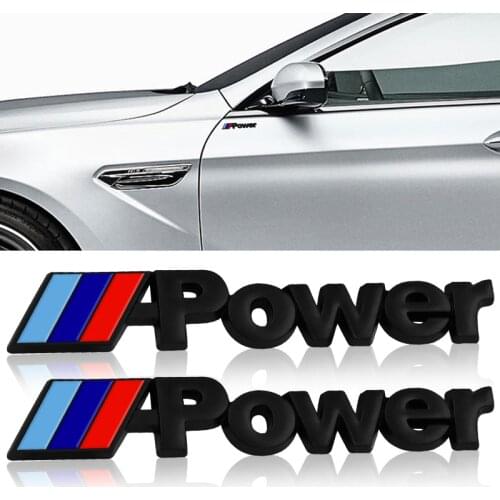 2pcs Car Styling Car Logo Power Motorsport Small Metal Logo Car Sticker Rear Trunk Emblem Grill Badge for BMW M Power E46 E30