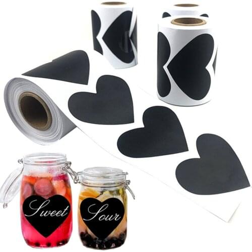 Chalkboard Labels Erasable 150pcs, Heart Sticker Mason Jar Labels Waterproof Blackboard Sticker,Glass Bottle Storage Containers