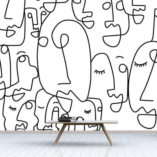 Bacal Large Face Line Drawing 3D Wallpaper Mural for Bathroom Canbinet Background Removable Portrait 3d Wall paper huda beauty