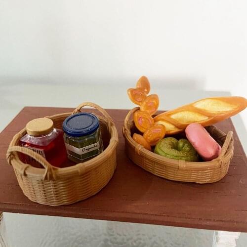 NEW Mini Simulation Resin Basket 1:6 Dollhouse Miniature Fruit Bread Basket for Blyth Barbies BJD Doll House Play Accessories