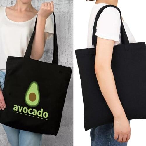 New Style Ladies Shoulder Bag Cute Avocado Shopping Bag High Quality Canvas Bag Foldable Reusable Eco-friendly Grocery Handbag