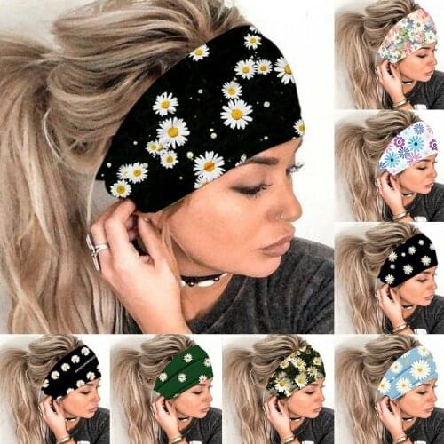 2020 New Flowers Printed Wide Women Turban Girls Gym Hair Head Bands Wrap Accessories Fashion Sport Scrunchy Hairband