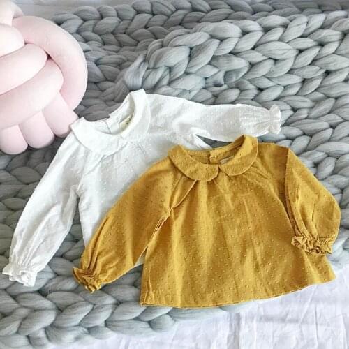 New 2021 Spring Autumn Kids Girl Long Sleeve Shirt Infant Baby Girl Newborn Pure Color Shirt Clothes Baby Girl Shirt 1-4Yrs