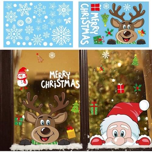 Merry Christmas 20*30cm Christmas Ball Elk Santa Claus Sticker Home/Shopping Store Window Showcase Wall Sticker Xmas Decoration