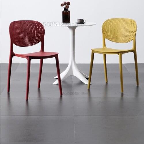 Nordic Plastic Chair Modern Minimalist Creative Dining Chair Home Thickened Economic Office Leisure Hollowed Back Chair