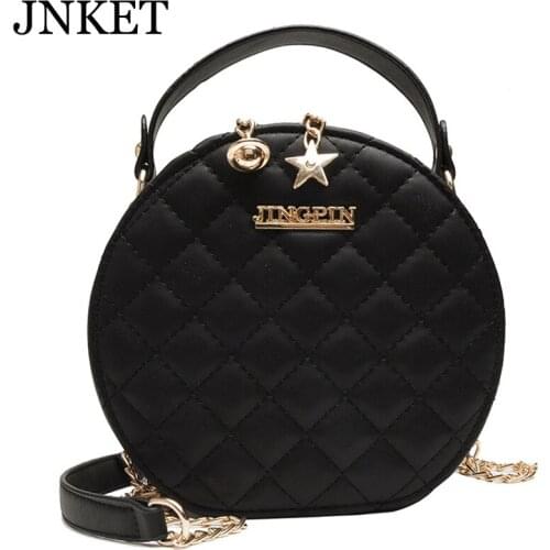 JNKET New Women PU Leather Shoulder Bags Rivet Round Bag Handbag Casual Crossbody Bags Circle Bag