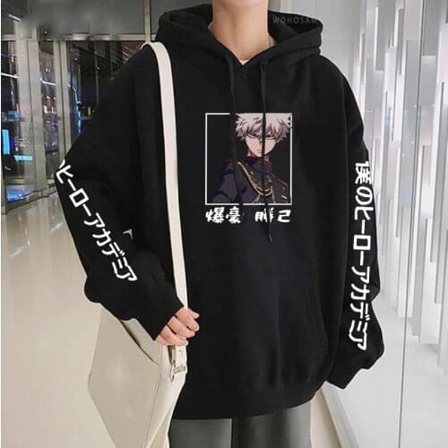 Anime My Hero Academia Bakugou Katsuki Hoodies Harajuku Men Sweatshirt Casual Loose Long Sleeve Women Cartoon Hoodie Streetwear