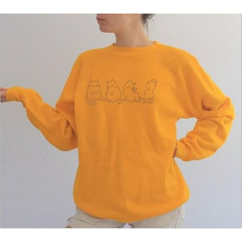 ZBBRDD Cute Kitty Letter Women Harajuku Sweatshirt Streetwear Fashion Long Sleeve Full Sleeve Cotton O Neck Women Funny Clothes