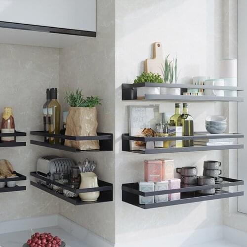 Bathroom Hradware Accessories 20-50cm Modern Matte Black Bathroom Corner Shelves Kitchen Wall Shelf Shower Shampoo Storage Rack