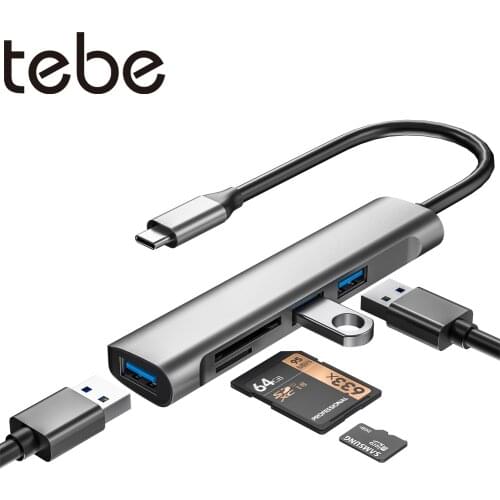 Tebe 5 IN 1 USB3.0/USB-C Hub Adapter Type-c to Multi USB 3.0 SD/TF Card Reader Splitter For Macbook Huawei Samsung USB C Hub