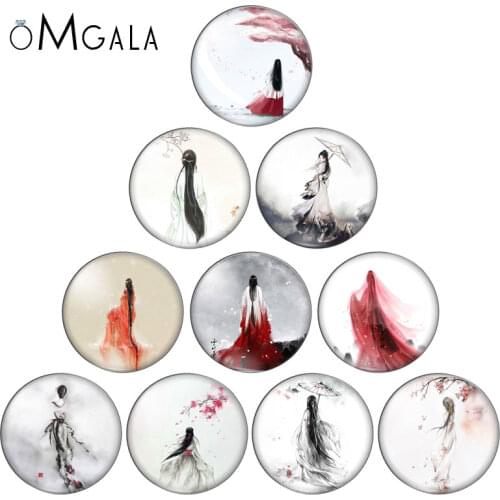 New Vintage Painting Ancient Man Girls 8mm/10mm/12mm/18mm/20mm/25mm Round photo glass cabochon demo flat back Making findings