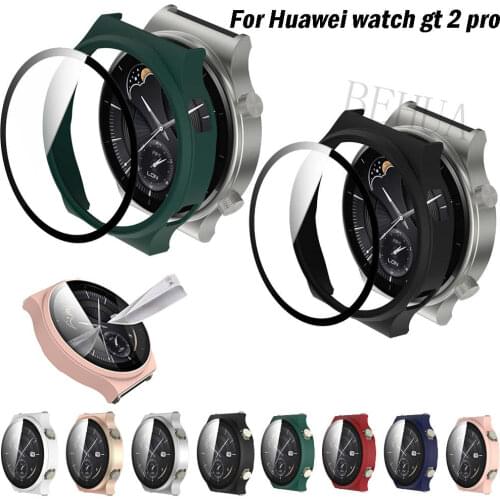 Screen Protective Watch Case +Tempered film For Huawei Watch GT 2 pro Full Protector Plating Frosted Pc Hard cases Cover Shell